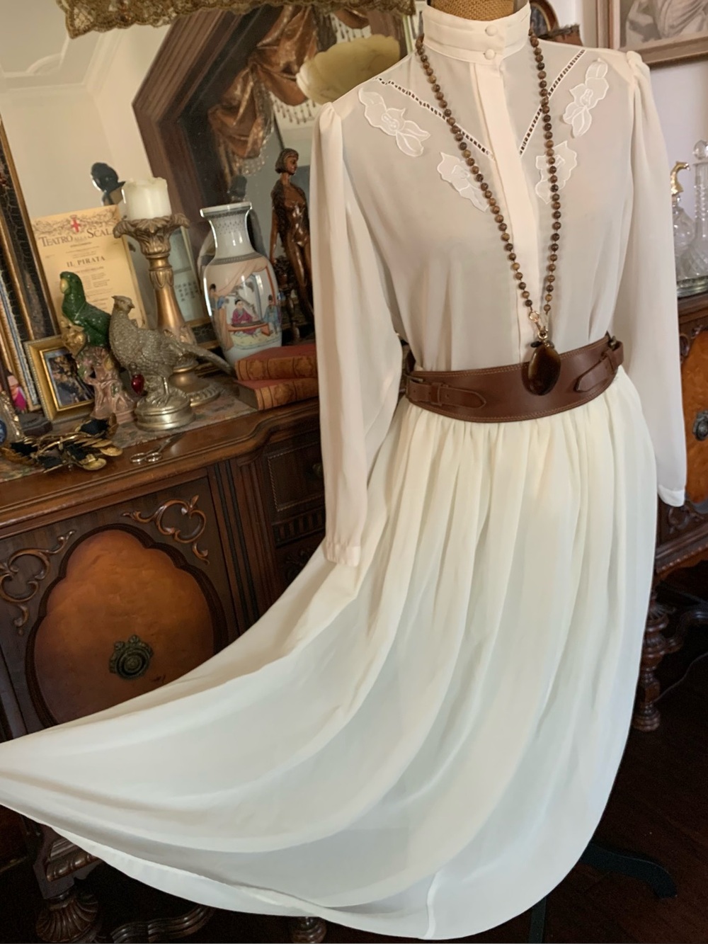 Vintage Ivory Chiffon-like Versatile Skirt / Dress